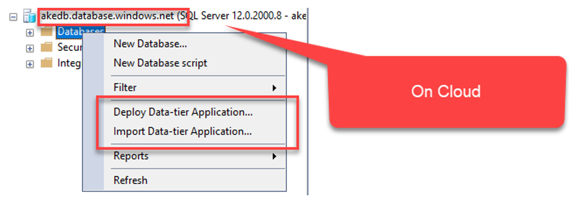 ภาพแสดงวิธีการใช้ SSMS เชื่อมต่อไปยัง Azure SQL Database Server