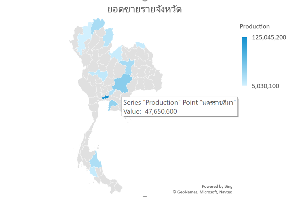 กราฟ Map ใน Excel 2016