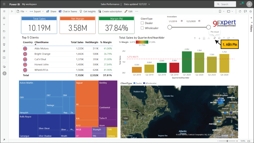 ทำการ pin ในส่วนของ Visualization ที่ต้องการให้มาแสดงใน Dashboard