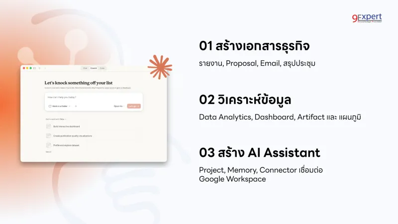 สร้างเอกสารธุรกิจ วิเคราะห์ข้อมูล สร้าง AI Assistant