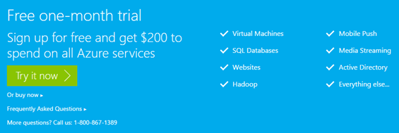 Microsoft Azure SQL Database Try it now