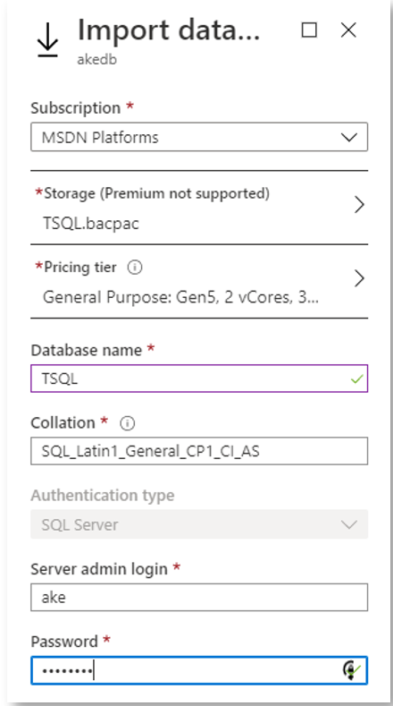 ภาพแสดงรายละเอียดที่ต้องระบุเมื่อต้องการ Import database