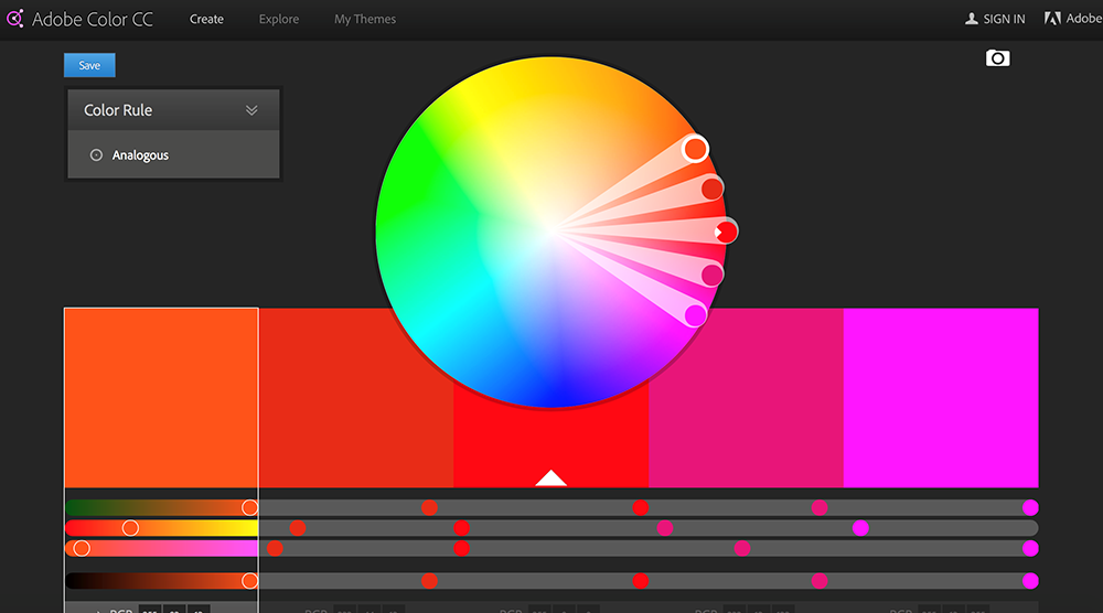 ภาพตัวอย่างการใช้ฟังก์ชั่นเลือกชุดสีโดยใช้ Adobe Kuler