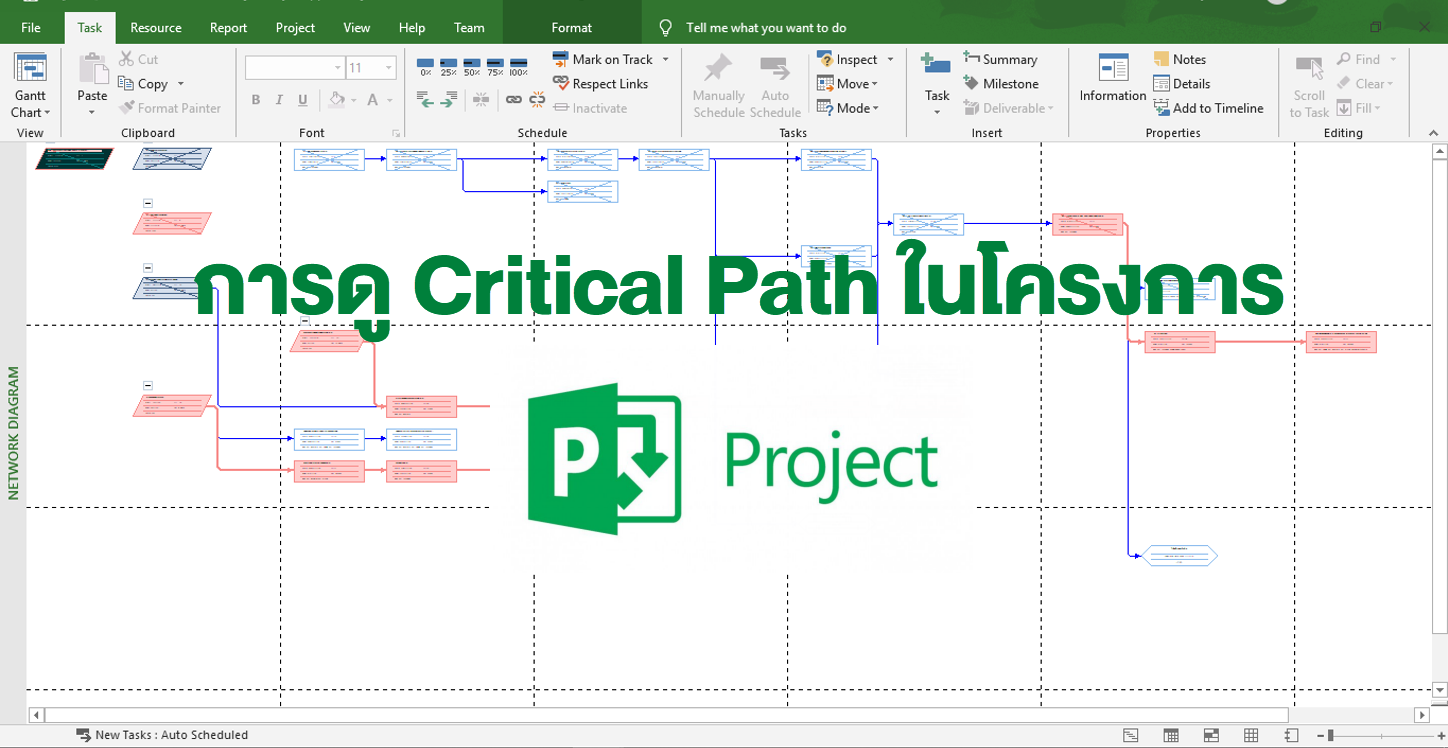การดู Critical Path ของโครงการ ใน Microsoft Project