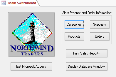 ฟอร์ม Main Switchboard ใน Microsoft Access