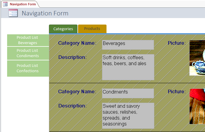 ตัวอย่างของ Navigation Form ที่ซับซ้อนยิ่งขึ้น โดยจะมี Navigation ทั้งทางด้านบนและด้านซ้ายที่จะเปลี่ยนไปตาม Tab 