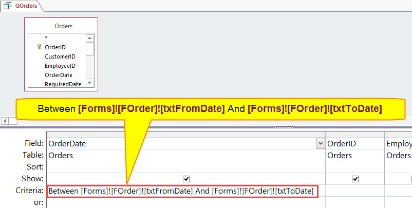 การกำหนด Criteria ให้กับฟอร์มใน Microsoft Access