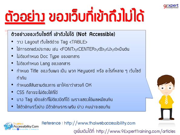 ตัวอย่างของเว็บไซต์ที่เข้าถึงไม่ได้ Not Accessibility