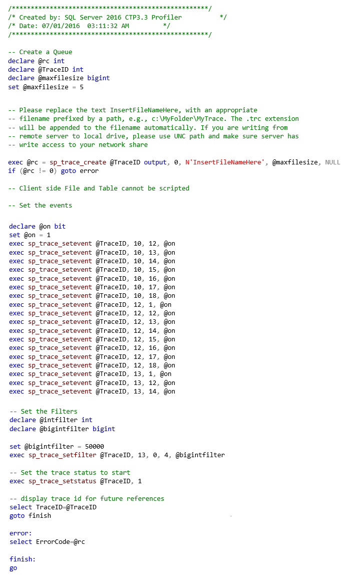 Script Trace Definition