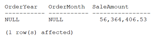 ผลลัพธ์ Result Set 1 สรุปยอดขายประจำปี