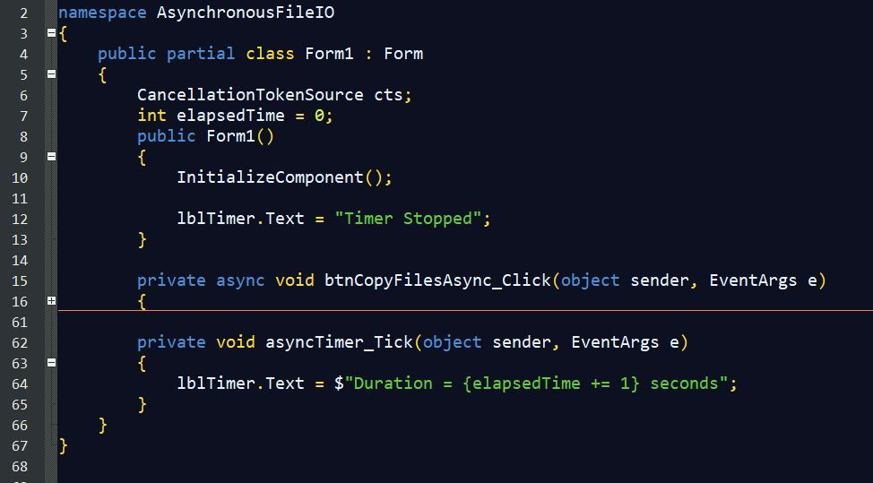 โค้ดตัวอย่างแสดงวิธีใช้คำสั่ง async