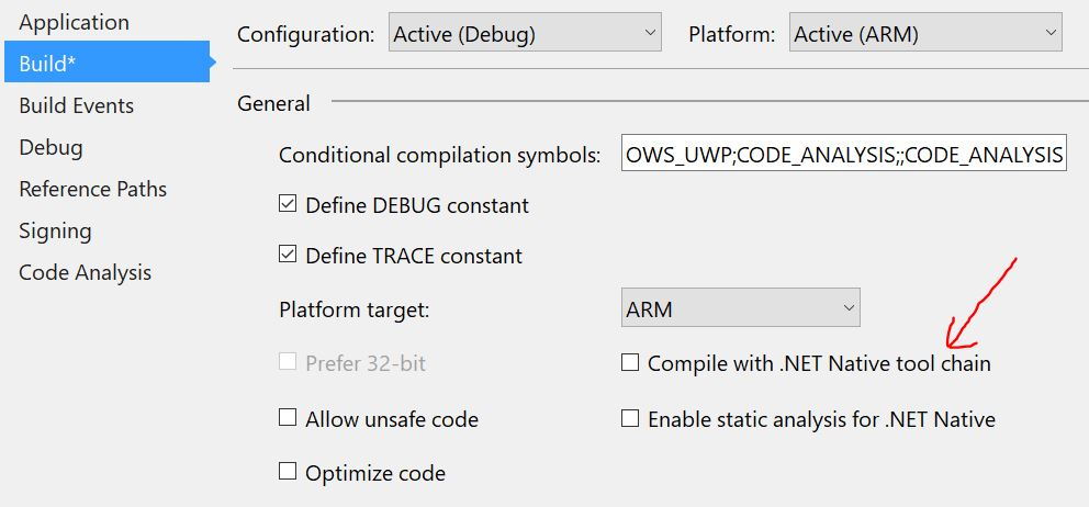 Compile with .NET Native tool chain