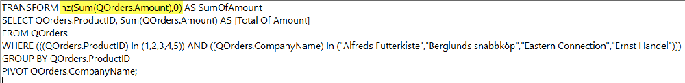 การกำหนด ฟังก์ชัน Nz ด้วย SQL View