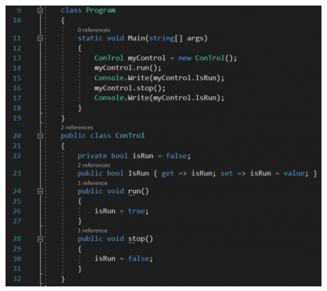 ตัวอย่างโค้ดภาษาซีชาร์ปที่เขียนแบบ OOP