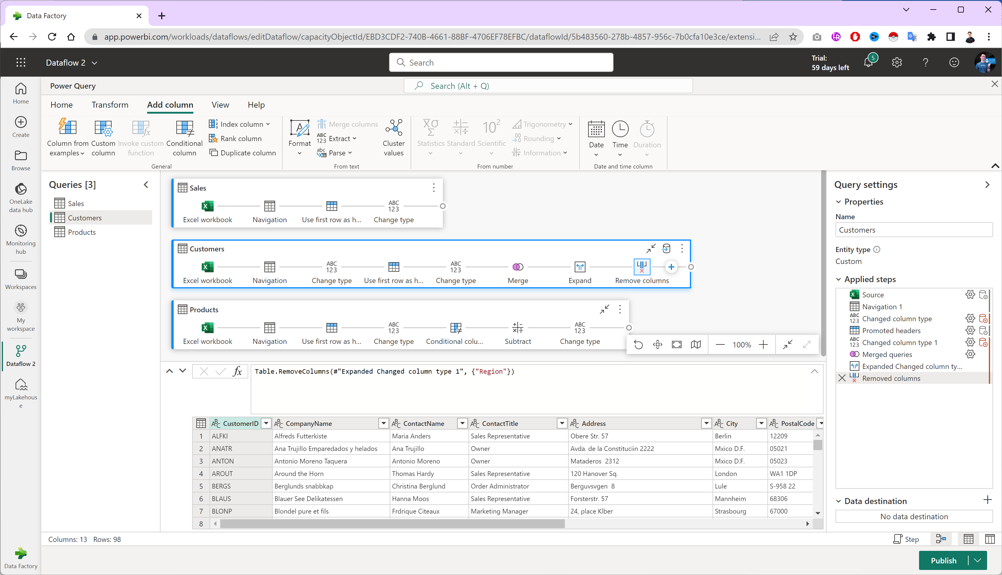 Dataflow ใน Data Factory มี User Interface (UI) ที่น่าใช้งานอีกด้วย