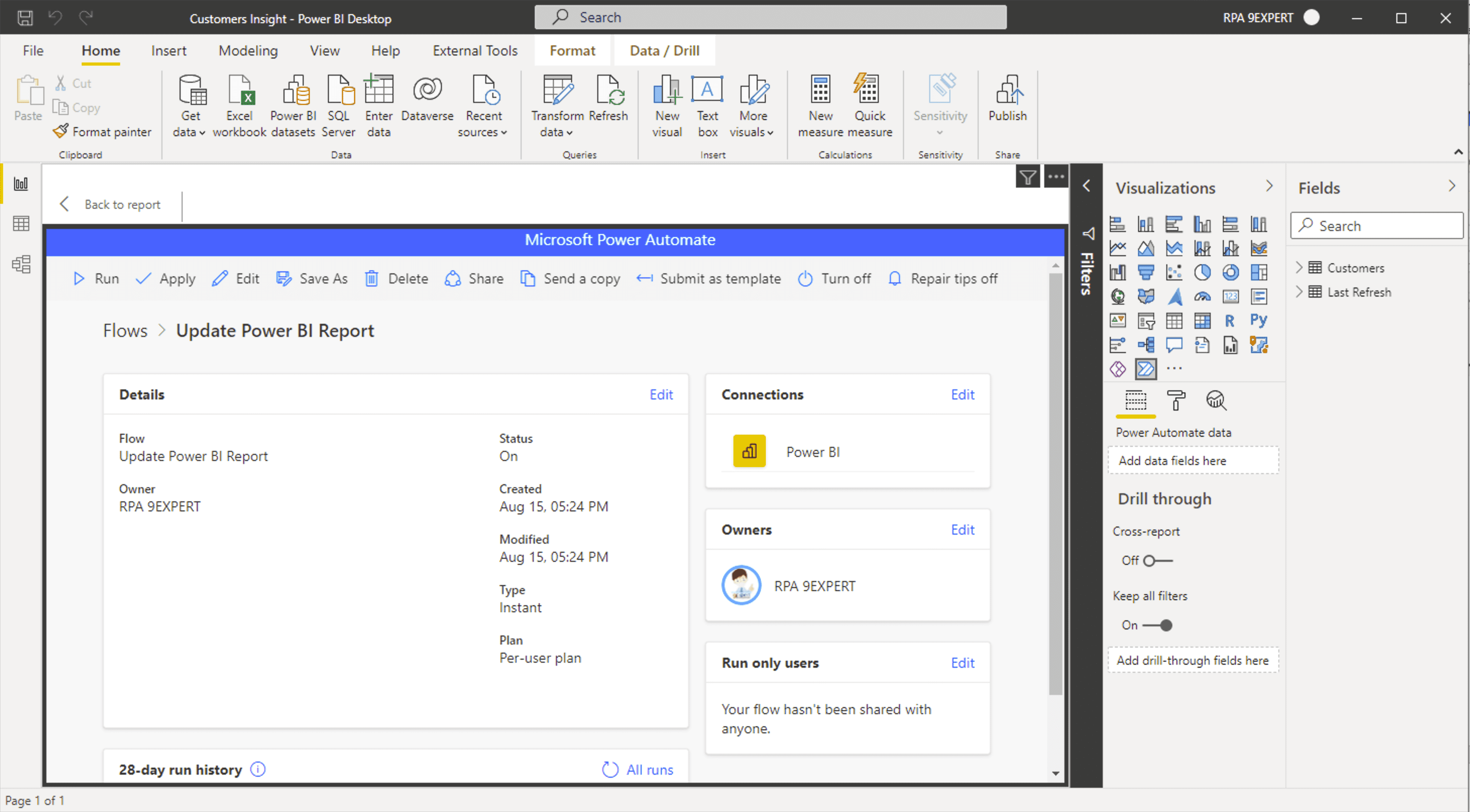 รายละเอียดของ Workflow ของ Power Automate