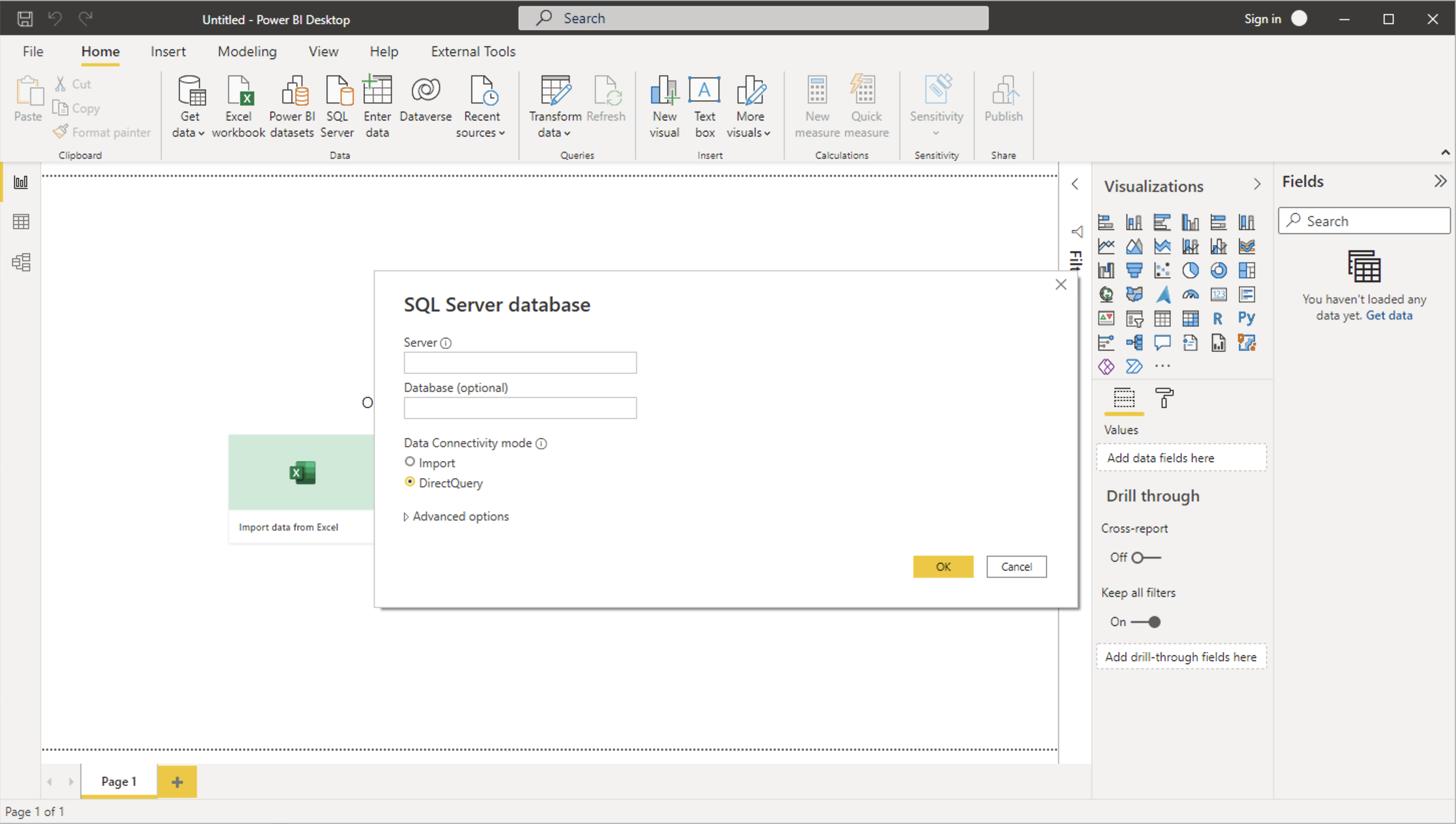 Direct Query Mode กับการเชื่อมต่อกับ SQL Server database