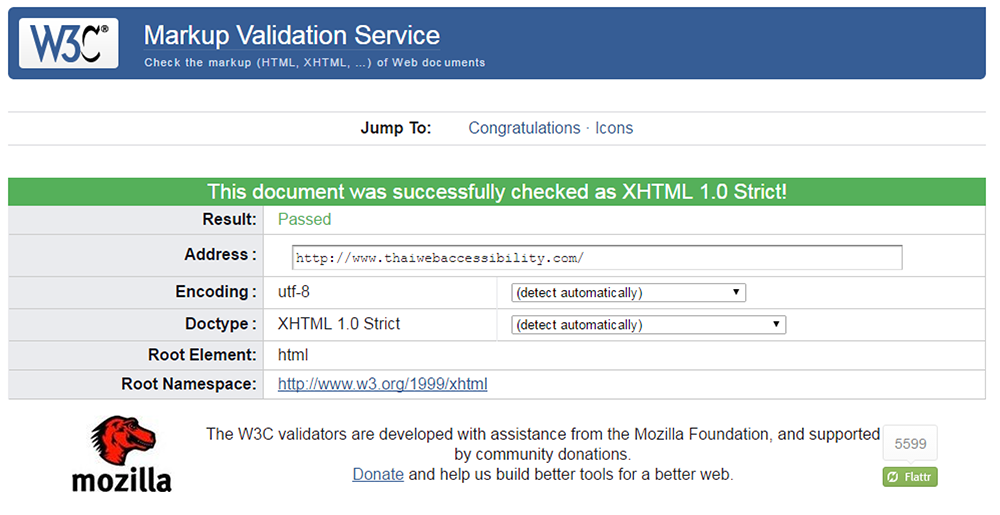 ตัวอย่างเว็บไซต์ Thaiwebaccessibility ที่สร้างด้วย Drupal และเป็นเว็บที่ได้มาตรฐาน