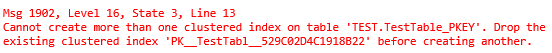 Error  ไม่สามารถสร้าง Clustered Index