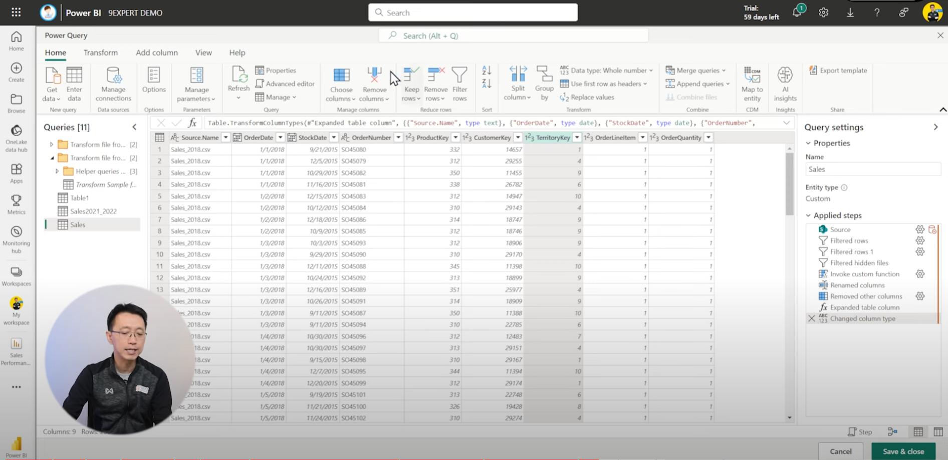 รูปเครื่องมือในการ ETL ของ Dataflow ใน Power BI Service