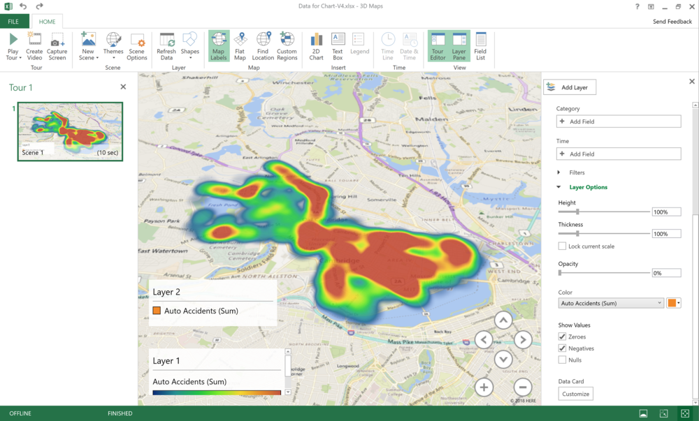 Power Map ที่จะสรุปผลข้อมูลจากข้อมูลจำนวนมากๆ ได้ ใน Excel 2016