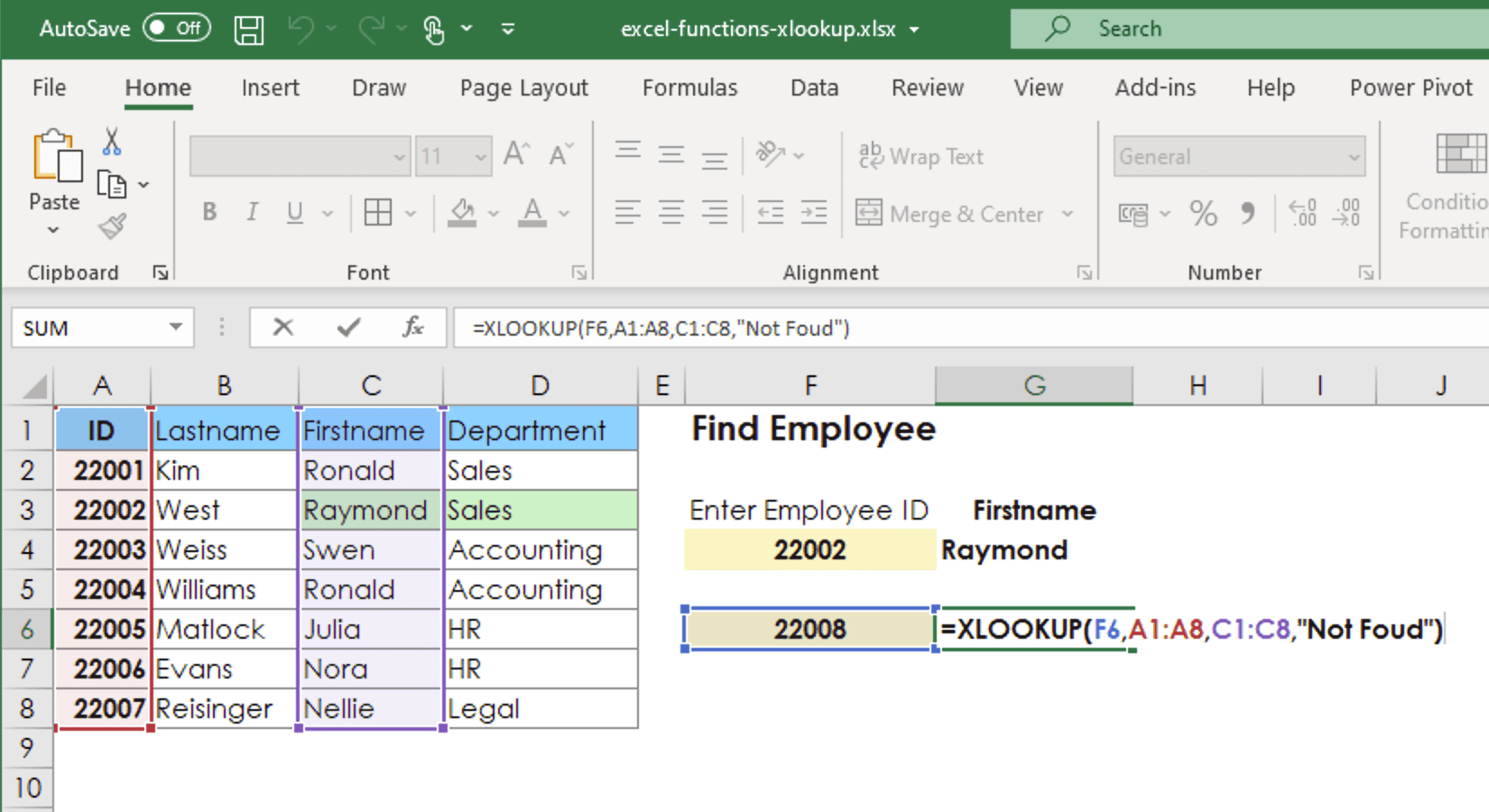 การกำหนดค่า Not Found เมื่อหาค่าไม่พบด้วย Function XLOOKUP