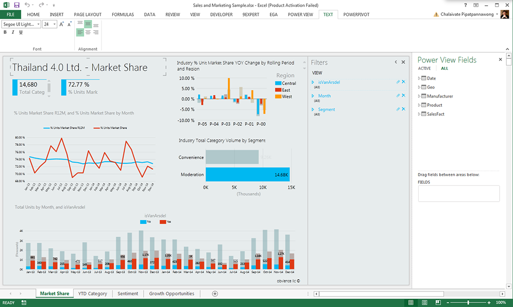 Power View ในการสร้างรายงาน Market Share แบบ Interactive