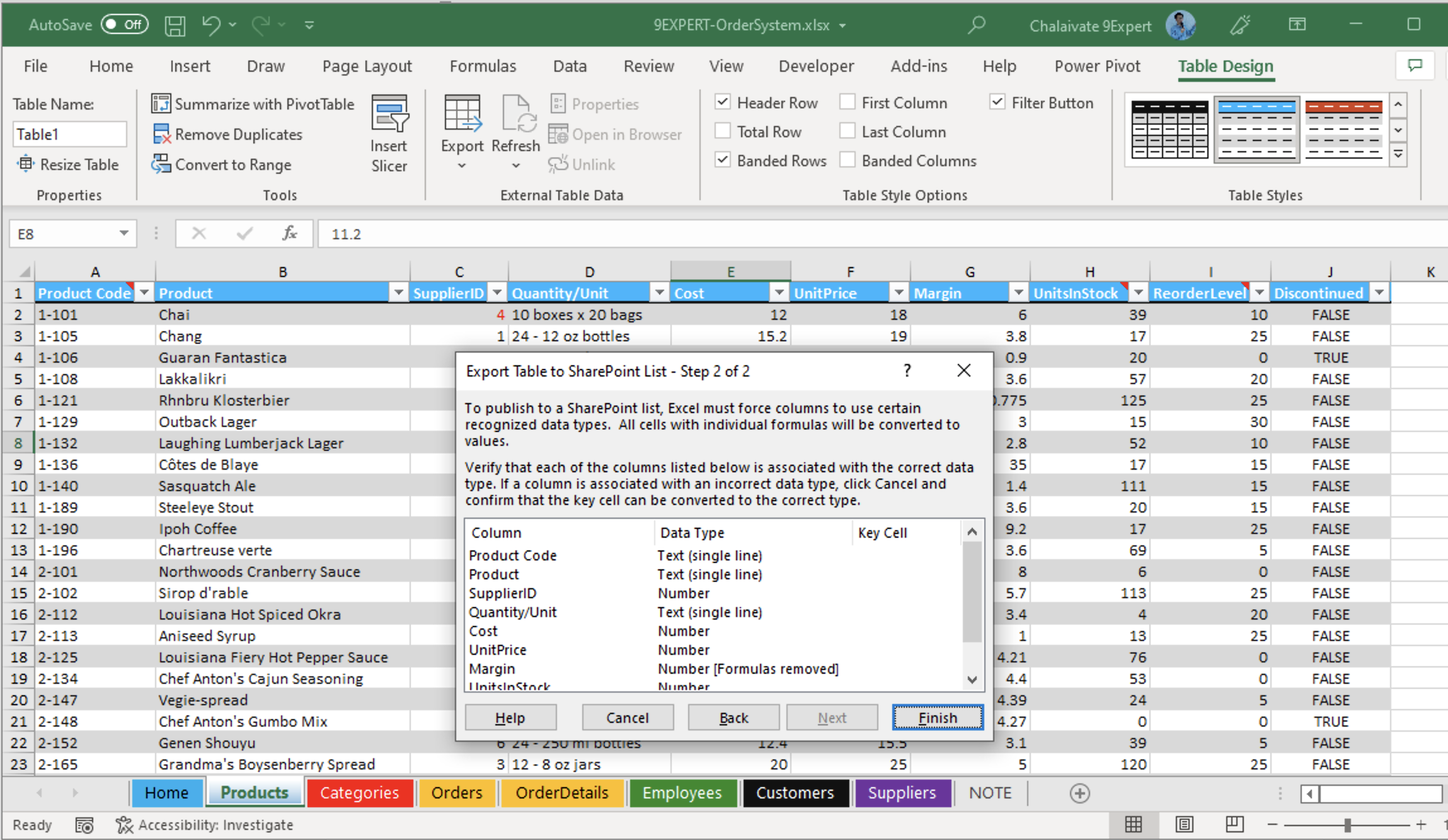 SharePoint List จะทำการ Mapping Data Type จาก Excel ให้กับเรา
