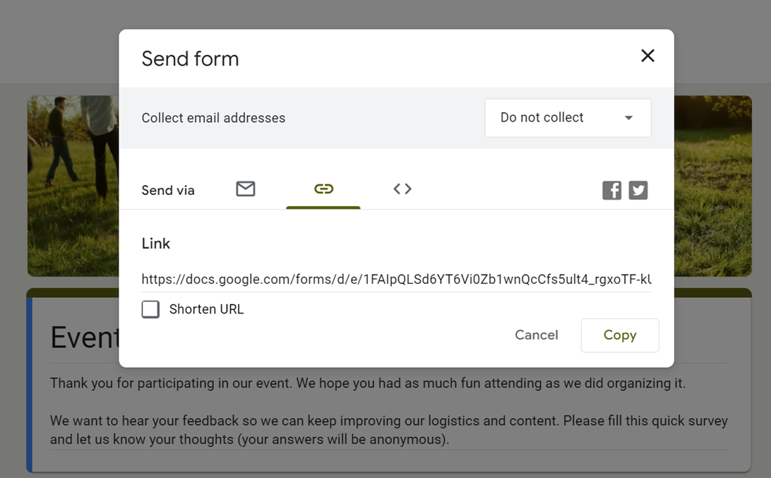 Google Forms สามารถส่ง Email ทำลิงก์ และทำเป็น iframe tag ได้