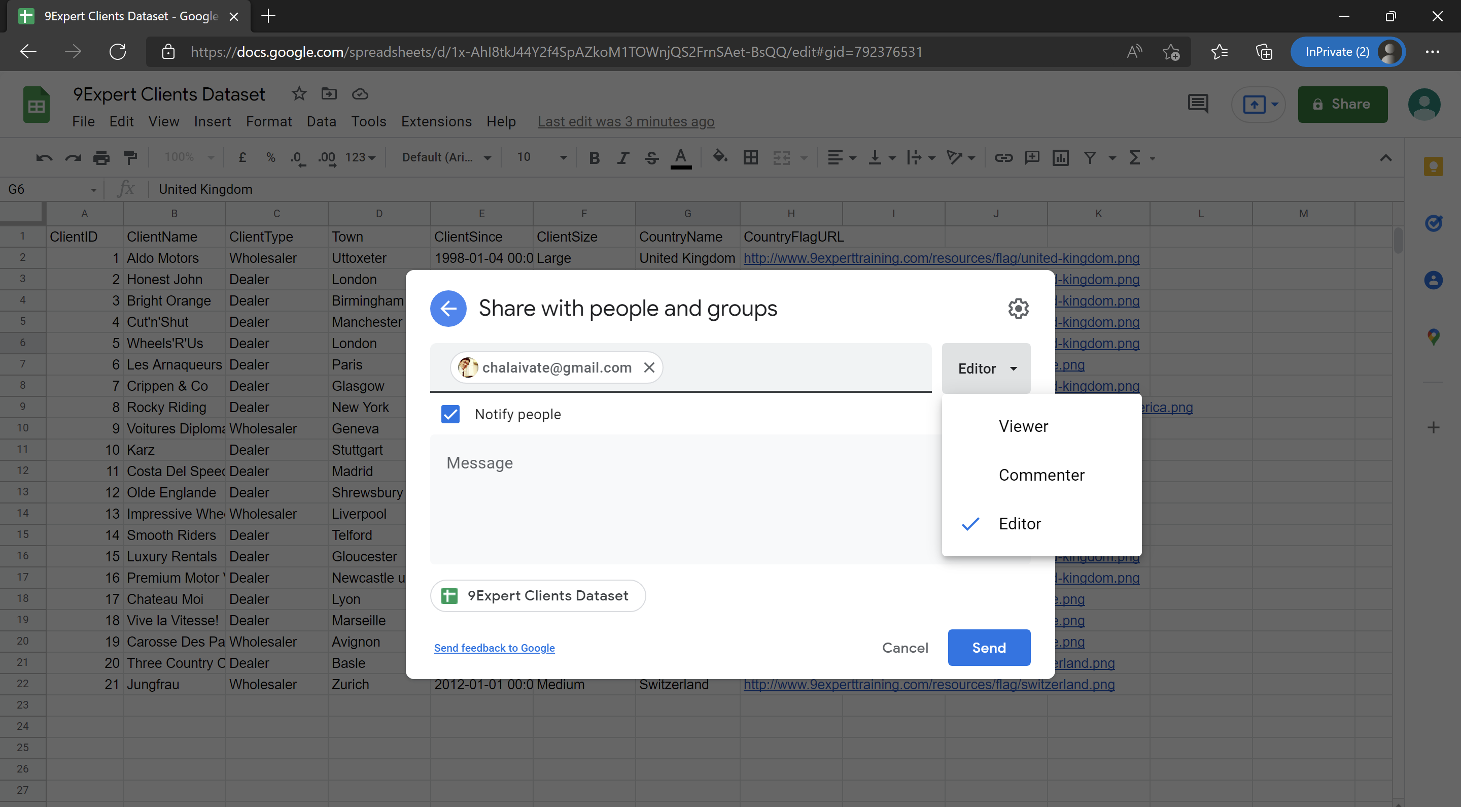 การกำหนดสิทธิ์ในการเข้าใช้งานของ Google Sheets มีให้เลือกทั้ง Viewer, Commenter, Editor