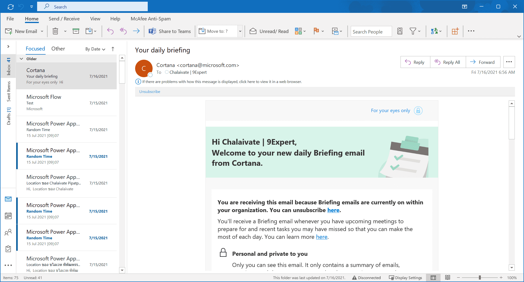 Microsoft Outlook ใน Microsoft 365 สำหรับการรับส่งอีเมล์