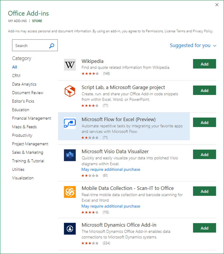 Power Automate Add-Ons ใน Excel หรือ Microsoft Flow for Excel