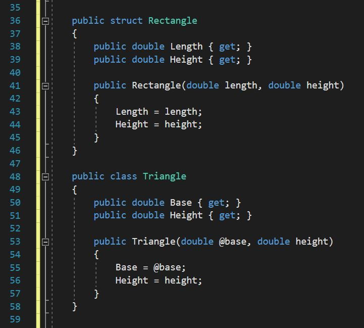 นิยาม structure Rectangle และ นิยามคลาส Triangle