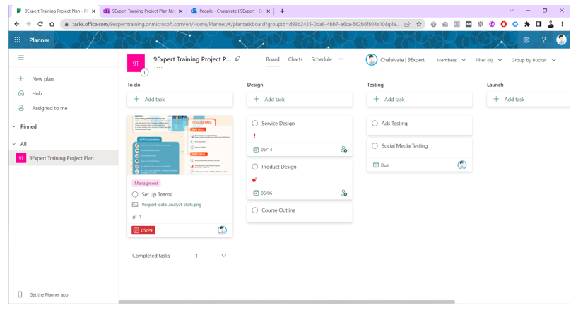 Board View ใน Microsoft Planner