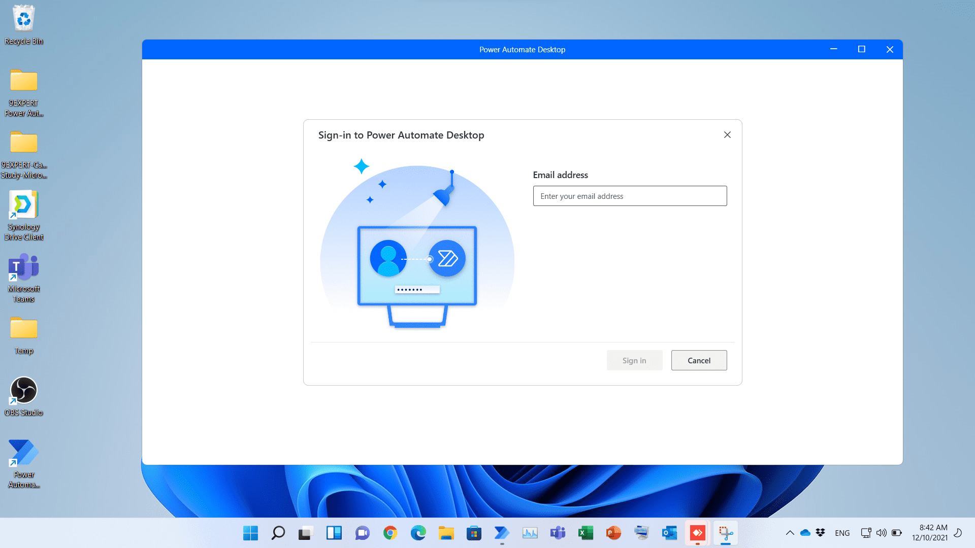 Sign In ใน Power Automate Desktop บน Windows 11