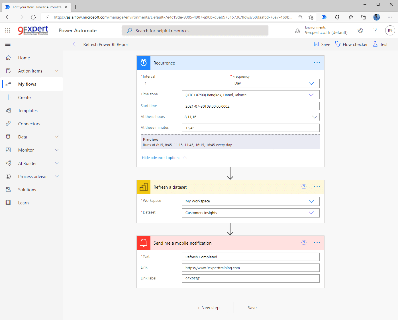 Workflow ของ Power Automate เพื่อช่วยทำการ Refresh Report ของ Power BI