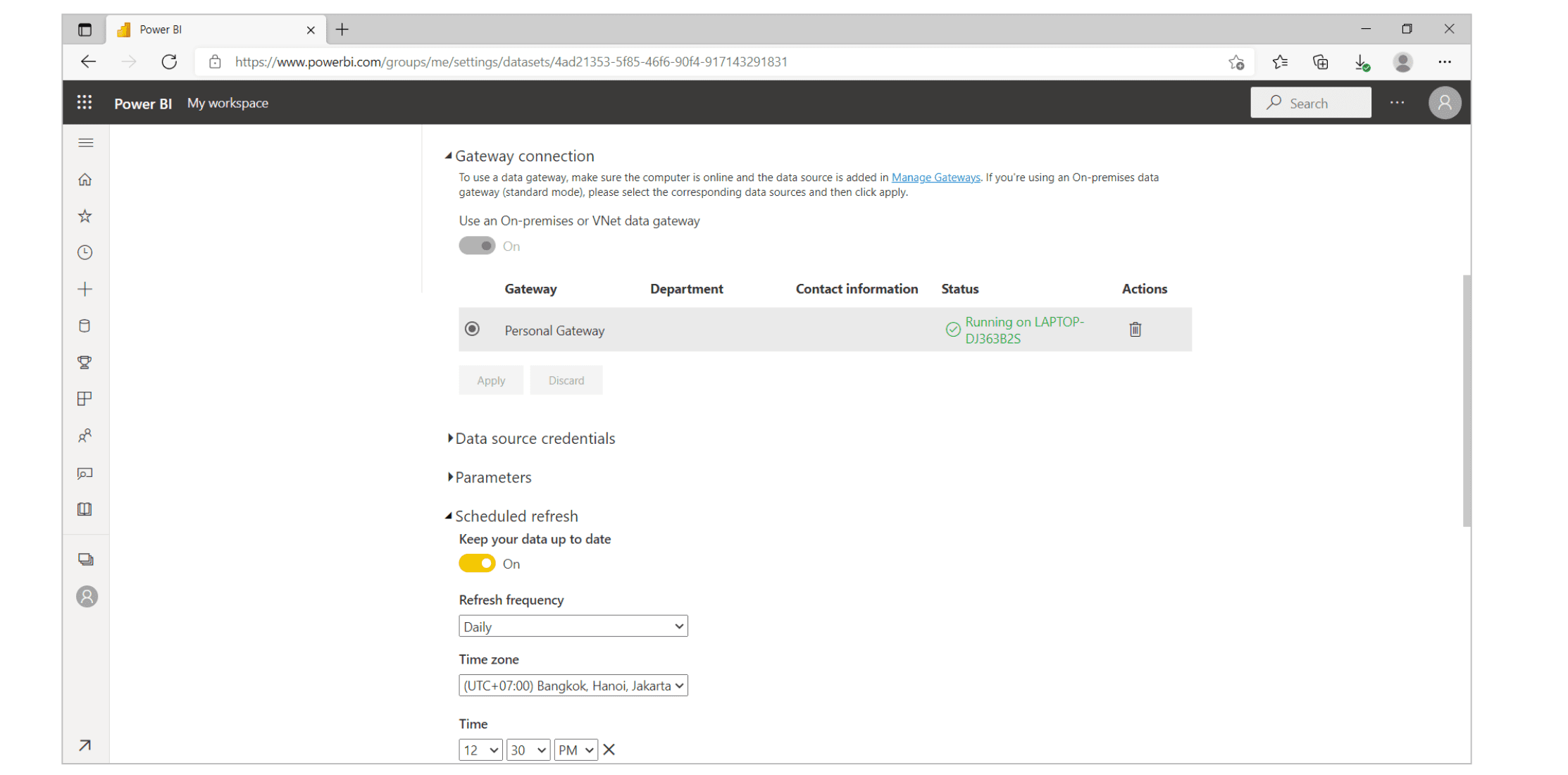 การกำหนดเวลาในการทำงานของ Power BI Gateway หรือ On-Premises data gateway