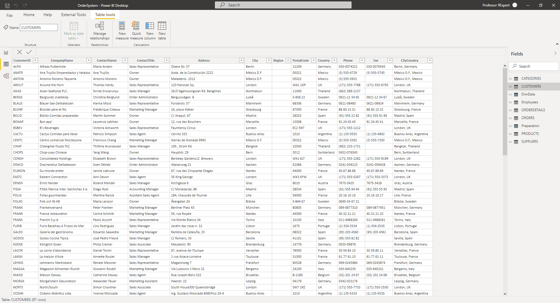 โปรแกรม Power BI Desktop มุมมอง Data View