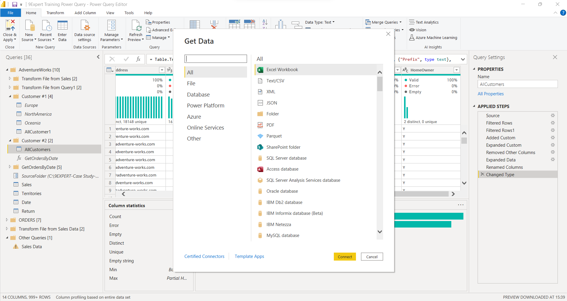 Power Query สามารถทำการนำข้อมูลจาก Data source ต่าง ๆ ได้มากมาย เช่น Excel, Database