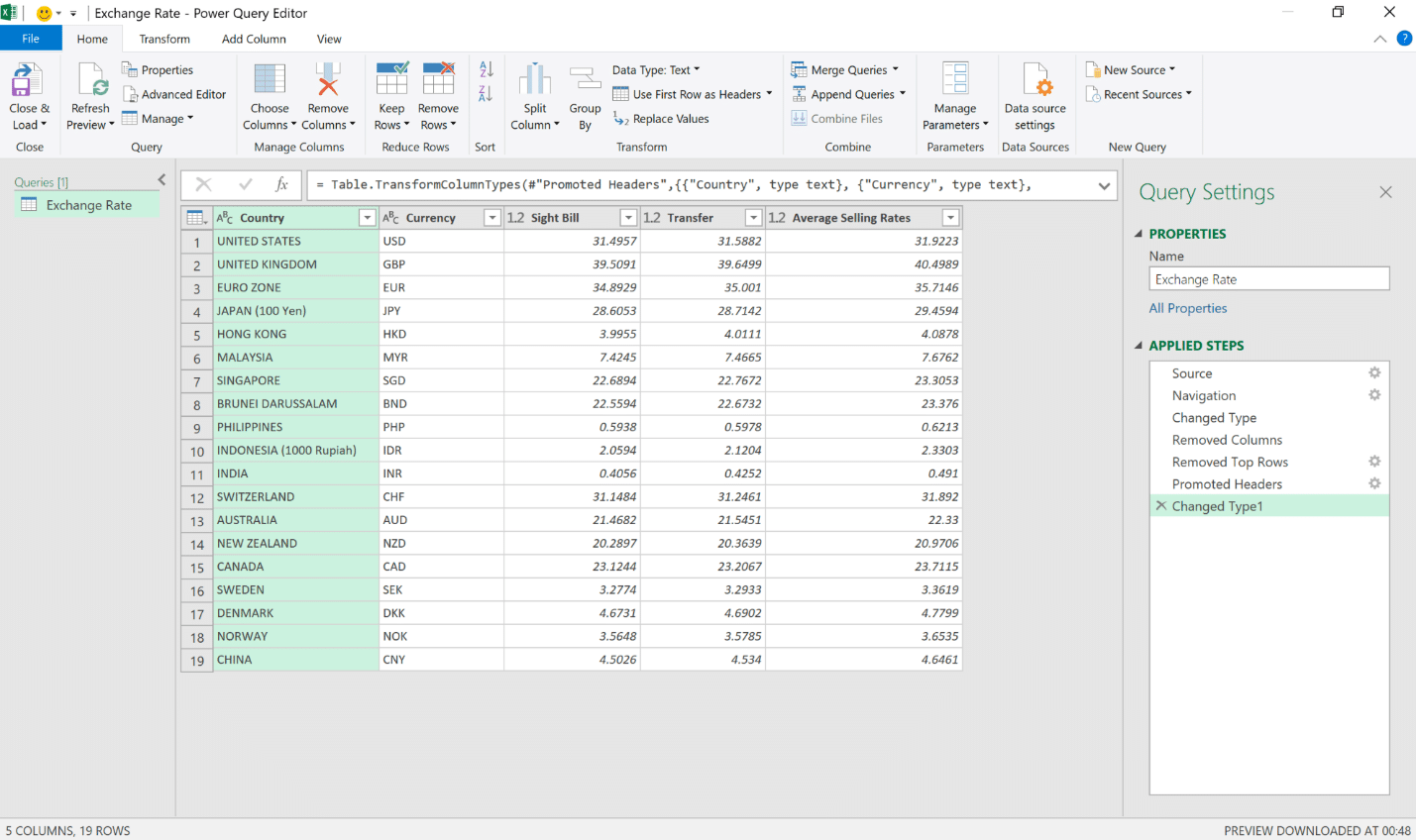 หน้าต่างของ Microsoft Power Query ใน Microsoft Excel