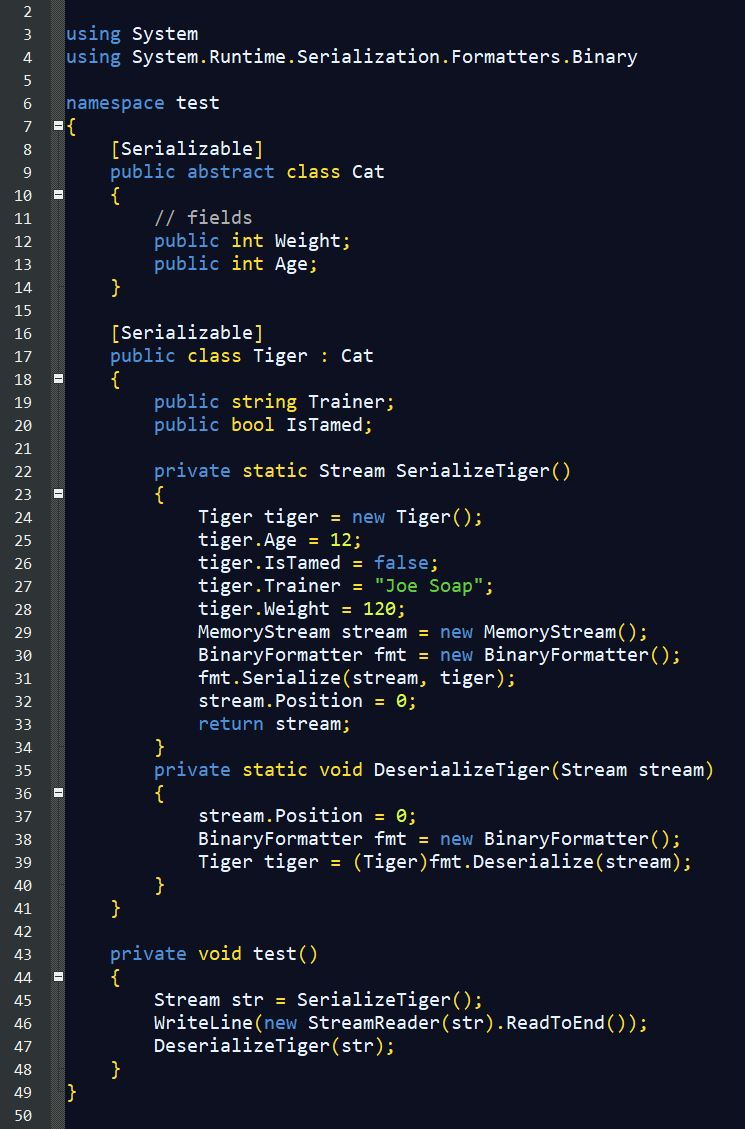 โค้ดตัวอย่างแสดงวิธีทำ Serialization กับไทป์ของเราเอง