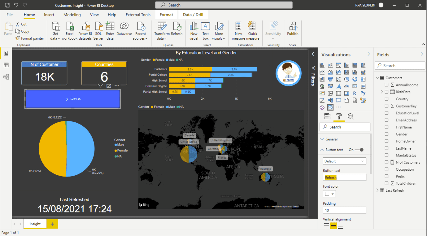 Power Automate Visual ใน Microsoft Power BI เพื่อสร้างปุ่มสั่งการ