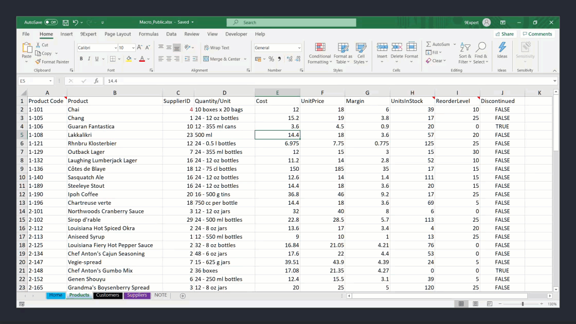 ตัวอย่างการใช้คีย์ลัด (Shortcut key) Shift + Spacebar ของโปรแกรม Microsoft Excel