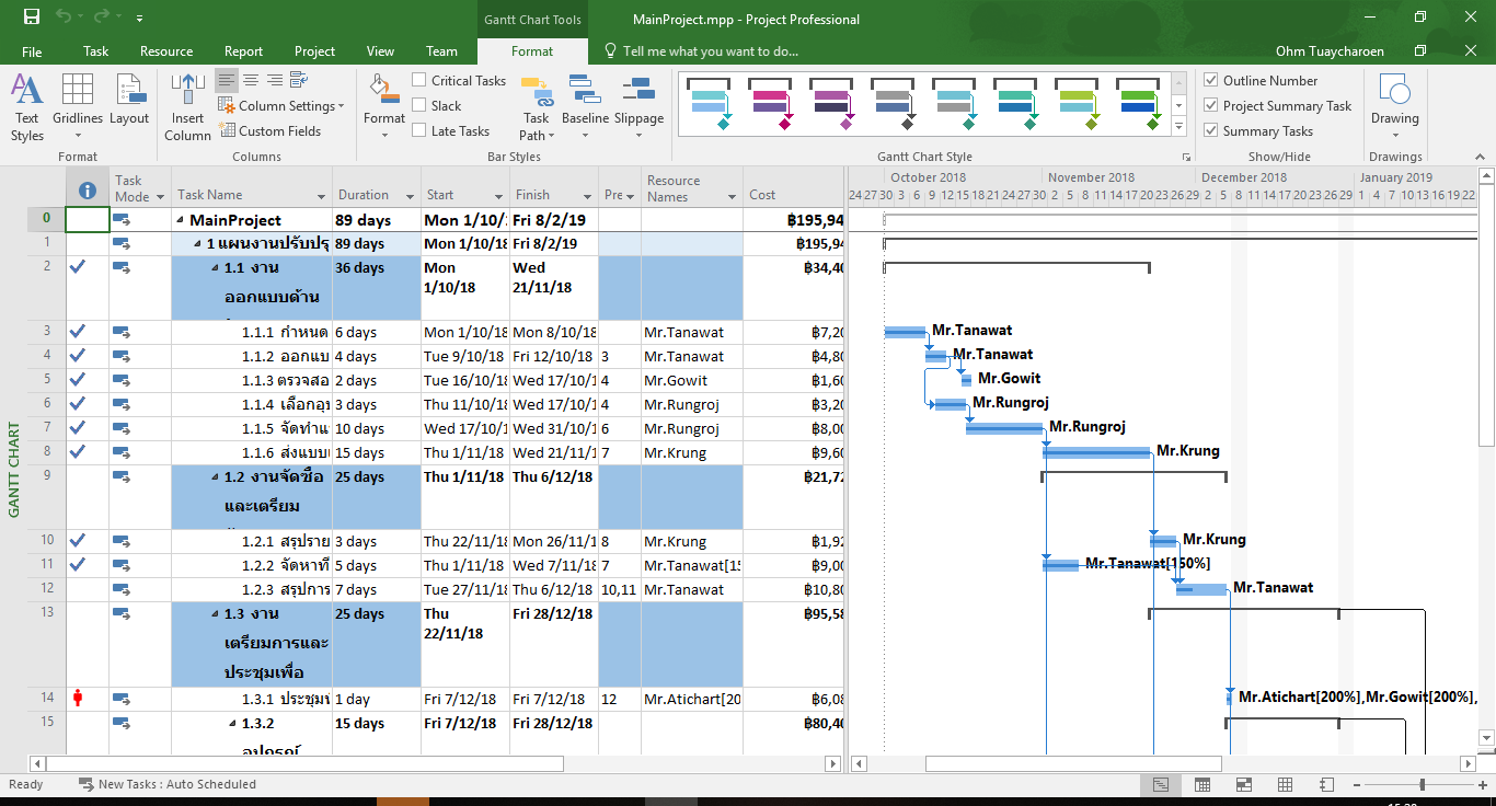 checkbox “Project Summary Task”