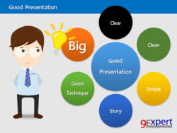 Good Presentation are Clear, Clean, Simple, Big, Story and Good Technique