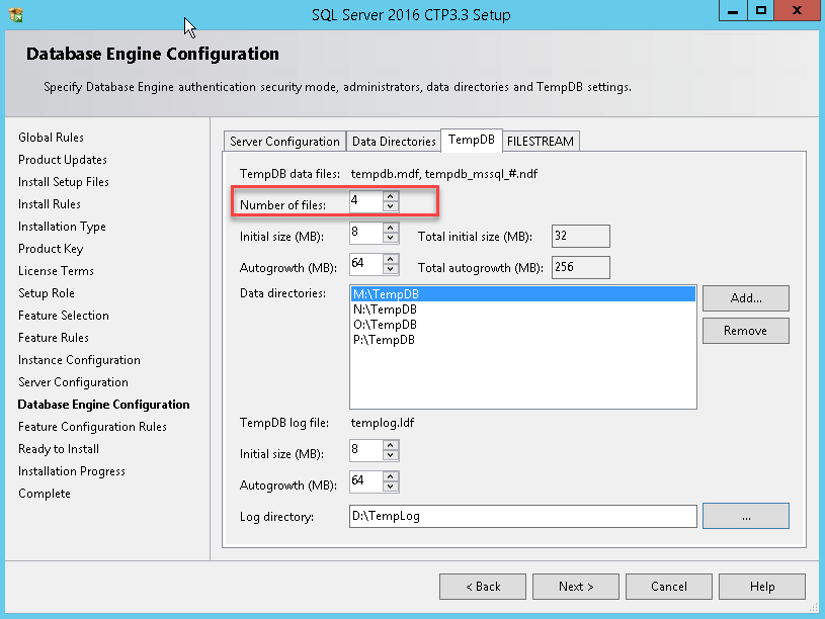 ส่วนของ Database Engine configuration