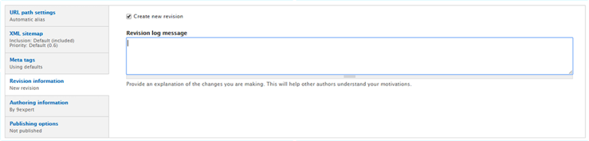Drupal มีการเก็บ Revision