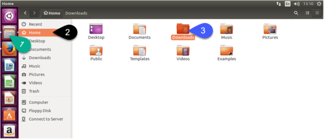 เมื่อดาวน์โหลดด้วย Mozilla Firefox เสร็จ ไฟล์จะถูกบันทึกลงในไดเร็กทอรี่ Downloads ภายใต้ไดเร็กทอรี่ home ของ User นั้น ๆ