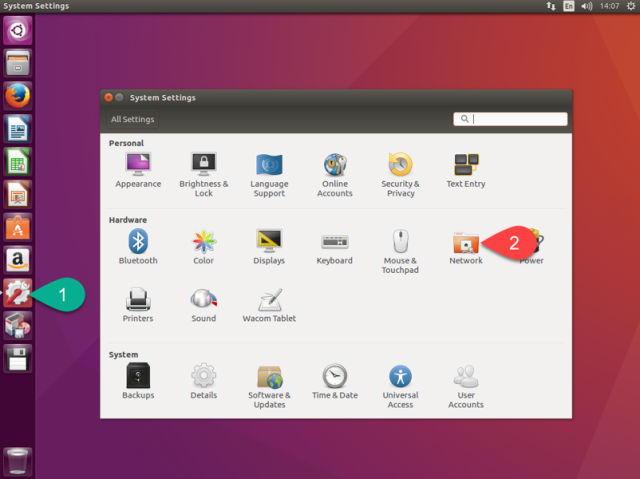 ก่อนอื่นให้ทำการตรวจสอบ IP Address ของ Linux เครื่องนี้เสียก่อนโดยคลิกไปที่ System Settings บน Desktop แล้วคลิกไปที่ Network
