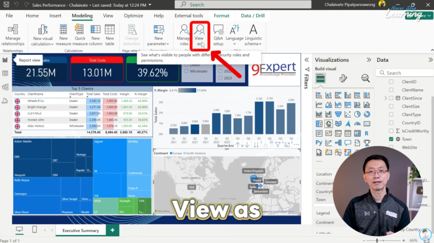 การใช้ View as เพื่อจำลองบทบาทตาม Role ที่สร้าง